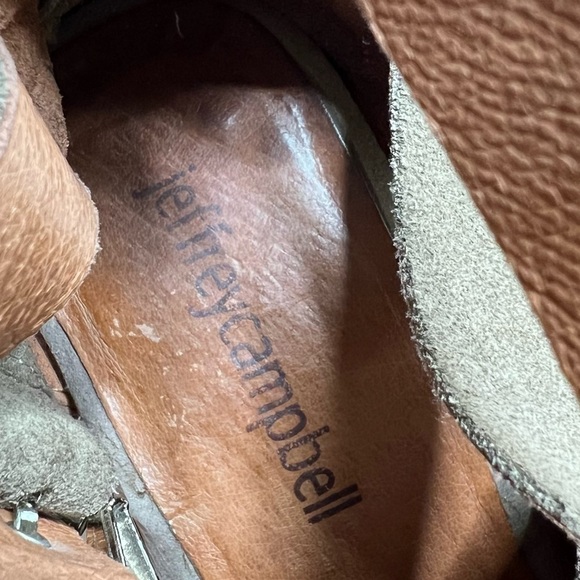 Jeffrey Campbell Block Heel Leather Strappy Ankle Boots Suede Taupe - Picture 6 of 8